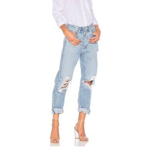 Agolde Blue Boyfriend Jeans with Distressed Details